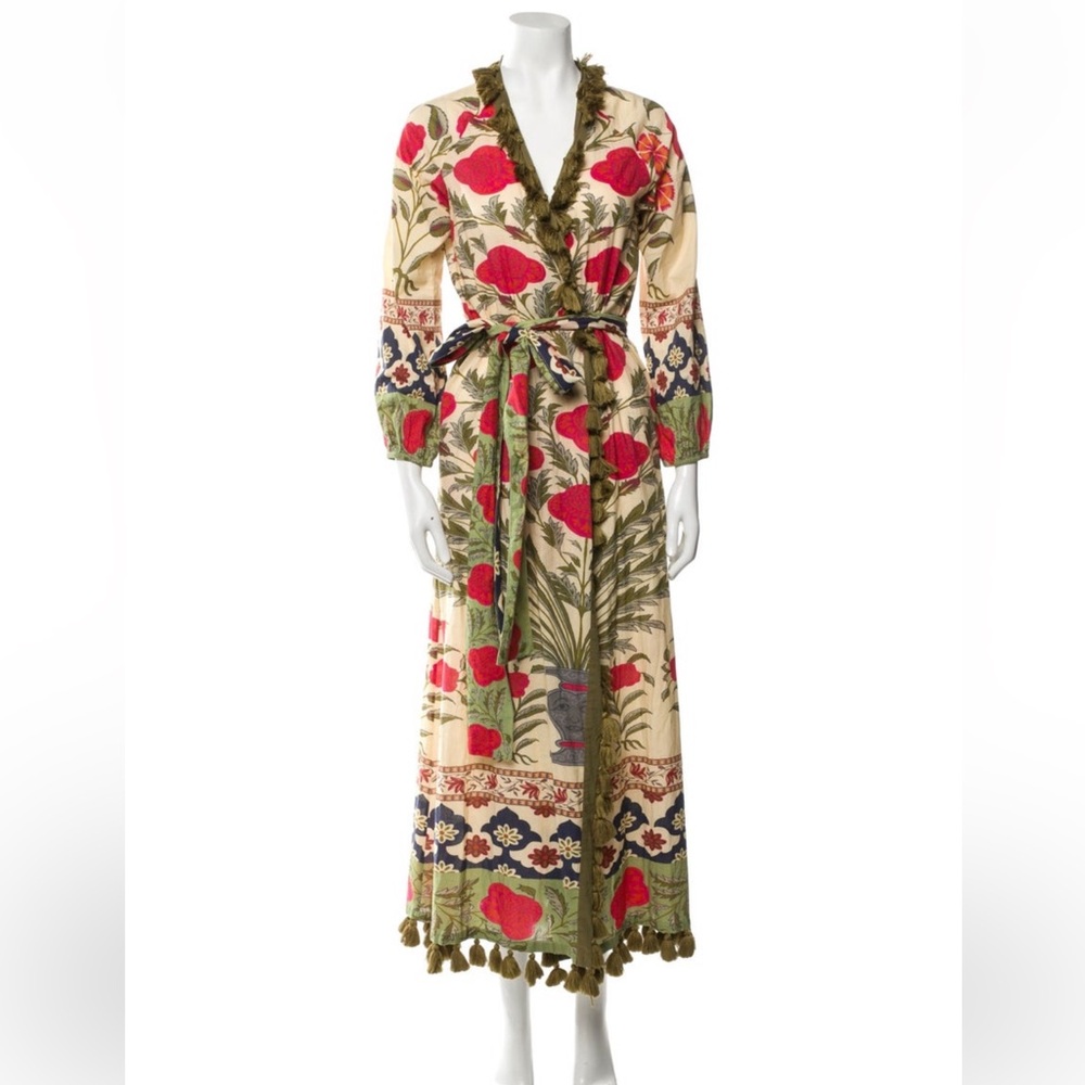 RHODE Lena Tassel Wrap Dress Robe in Size S
